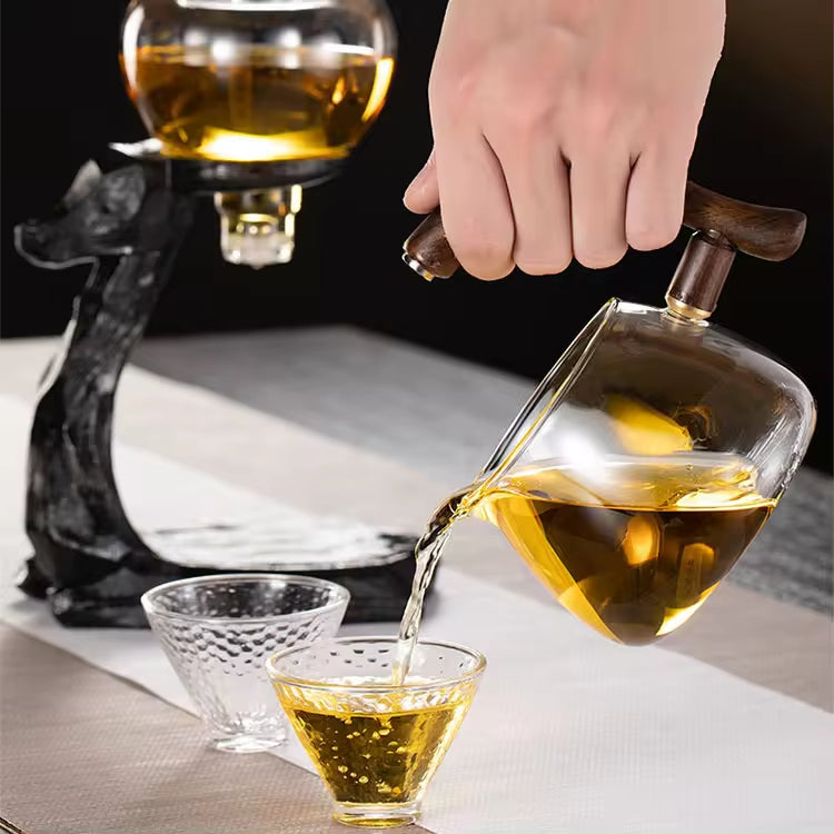 Lazy brewing tea set semi-automatic glass kongfu tea set lucky deer shape borosilicate tea set