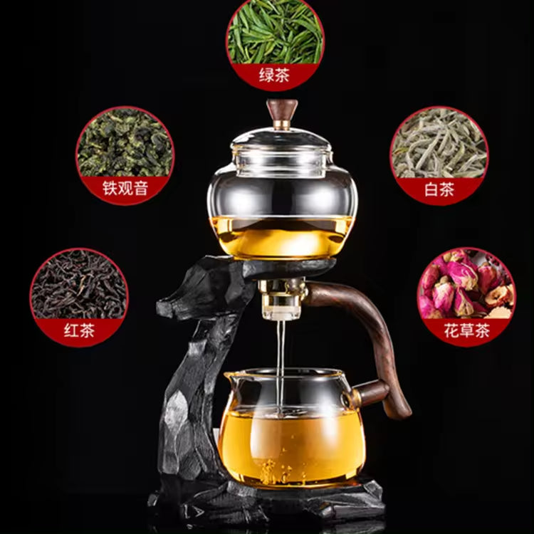 Lazy brewing tea set semi-automatic glass kongfu tea set lucky deer shape borosilicate tea set