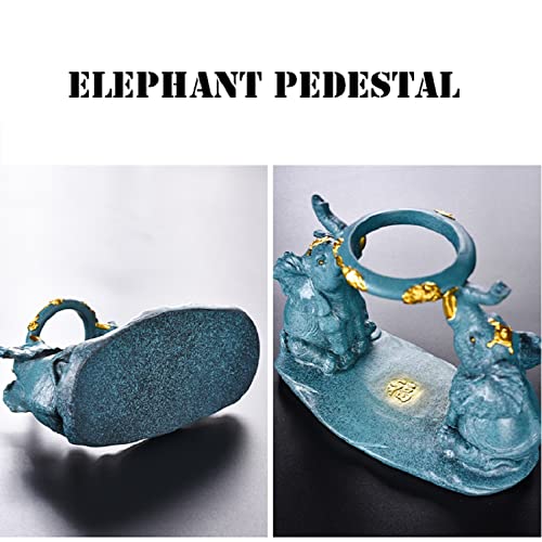 Lazy Kungfu Glass Tea Set Semi Automatic Drip Rotating with Infuser Glass Teapot Set (Elephant Tea Set+6 cups)